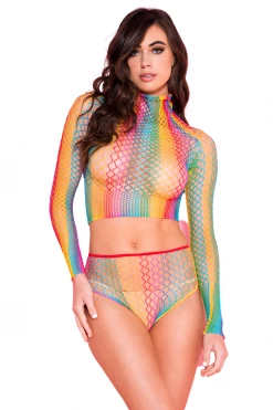 Music Legs Rainbow Fishnet Crop Top And Panty -Garter Lingerie Shop unnamed file 130