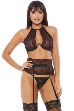 Forplay Enticed Bra And Garter Set