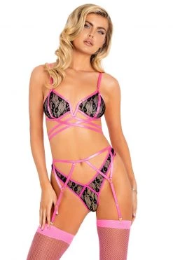 Strappy Garter And Bra Set