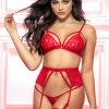 Mapalé Racy Red Cage Bra And Garter Set