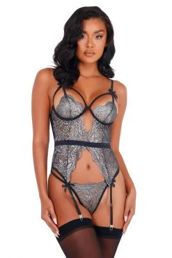 Roma Costume Metallic Lace Bustier