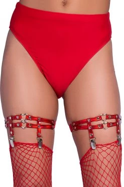 Leg Avenue Dual Strap Wet Look Leg Garters