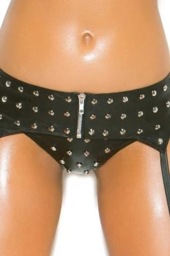Elegant Moments Leather Garter Belt With Zipper -Garter Lingerie Shop unnamed file 2230