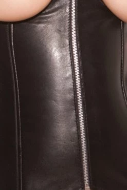 Elegant Moments Leather Open Cup Corset With Zipper -Garter Lingerie Shop unnamed file 2273