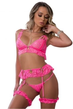 G World Intimates Oh So Sweet Sexy Top And Garter Lingerie Set