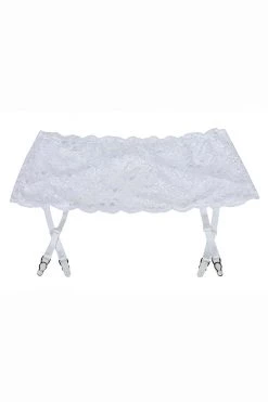 Shirley Of Hollywood White Stretch Lace Garter Belt
