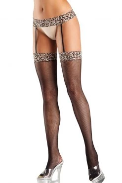 Be Wicked 2-in-1 Leopard Lace Garterbelt & Fishnet Thigh Highs