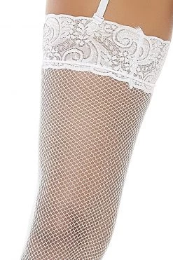 Popsi White Wide Lace Garter Belt & Fishnet Thigh Highs -Garter Lingerie Shop unnamed file 2515