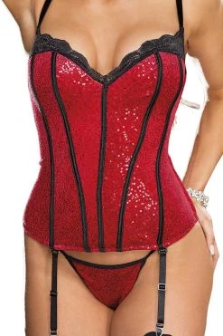 Shirley Of Hollywood Red Sequin & Black Boning Garter Corset -Garter Lingerie Shop unnamed file 2686