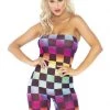 Leg Avenue Rainbow Checkerboard Strapless Romper -Garter Lingerie Shop unnamed file 2958