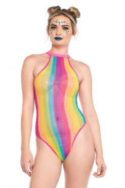 Leg Avenue Rainbow Striped Bodysuit -Garter Lingerie Shop unnamed file 3004