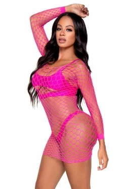 Leg Avenue Neon Net Long Sleeve Dress -Garter Lingerie Shop unnamed file 301