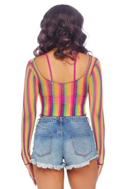 Leg Avenue Long Sleeve Rainbow Net Top -Garter Lingerie Shop unnamed file 3059