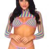 Leg Avenue Rainbow Fishnet Crop Top Set