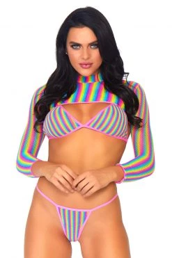 Leg Avenue Rainbow Fishnet Crop Top Set -Garter Lingerie Shop unnamed file 3064