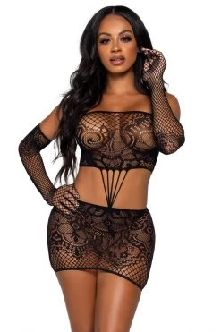 Leg Avenue Strapless Patterned Cut Out Chemise
