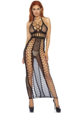 Leg Avenue Fishnet Backless Halter Dress -Garter Lingerie Shop unnamed file 3084