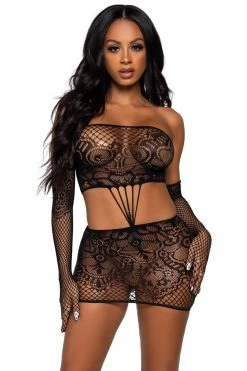 Leg Avenue Strapless Patterned Cut Out Chemise -Garter Lingerie Shop unnamed file 311