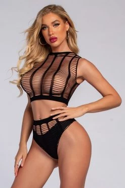 3WISHES Slashed Crop Top Set