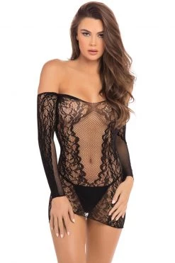 René Rofé Demure Long Sleeve Chemise -Garter Lingerie Shop unnamed file 3187