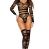 Elegant Moments Long Sleeve Crochet Teddy And Stockings -Garter Lingerie Shop unnamed file 3318