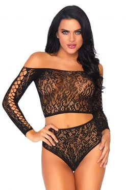 Leg Avenue Seamless Patterned Crop Top And Panty -Garter Lingerie Shop unnamed file 3325