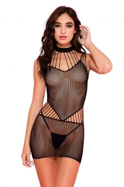Music Legs Black Fishnet Mini With Strappy Neck And Mid Section -Garter Lingerie Shop unnamed file 3345