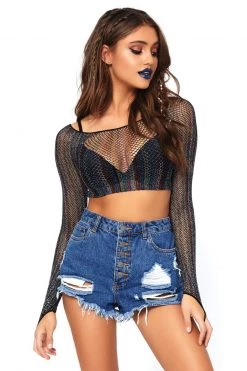 Leg Avenue Rainbow Net Crop Top