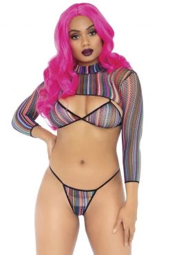 Leg Avenue Colorful Fishnet Bikini And Crop Top Set -Garter Lingerie Shop unnamed file 3433