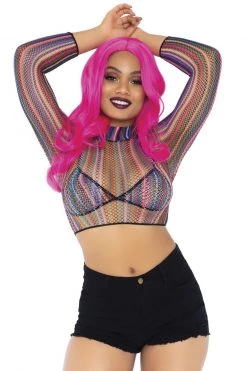 Leg Avenue Colorful Fishnet Bikini And Crop Top Set -Garter Lingerie Shop unnamed file 3436