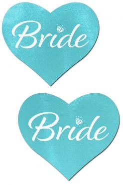Pastease Blue 'Bride' Heart Nipple Pasties