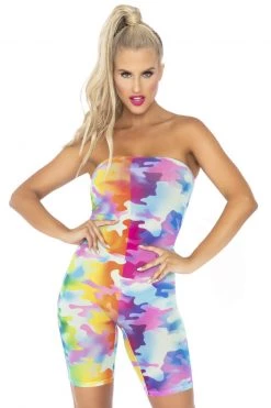 Leg Avenue Rainbow Camo Strapless Romper -Garter Lingerie Shop unnamed file 376
