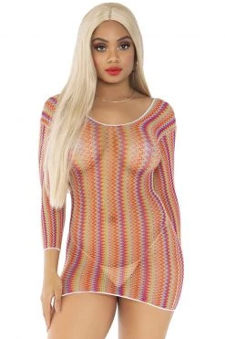 Leg Avenue Neon Zig Zag Fishnet Mini Dress -Garter Lingerie Shop unnamed file 379
