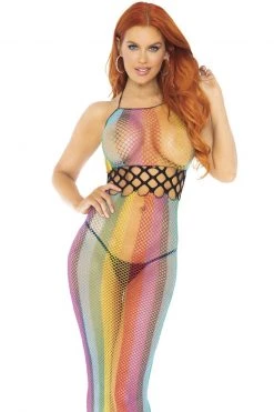 Leg Avenue Rainbow Fishnet Halter Dress -Garter Lingerie Shop unnamed file 388