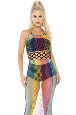 Leg Avenue Rainbow Fishnet Halter Dress -Garter Lingerie Shop unnamed file 390