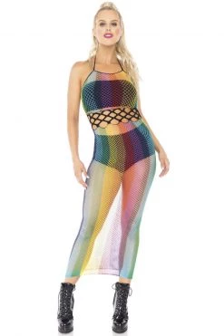 Leg Avenue Rainbow Fishnet Halter Dress -Garter Lingerie Shop unnamed file 392