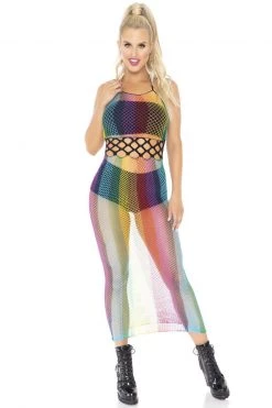 Leg Avenue Rainbow Fishnet Halter Dress -Garter Lingerie Shop unnamed file 393