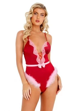 Roma Costume Satin Teddy With Marabou