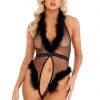 Roma Costume Black Marabou Teddy -Garter Lingerie Shop unnamed file 3969