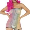 Leg Avenue Rainbow Fishnet Strapless Romper -Garter Lingerie Shop unnamed file 402