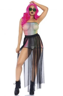 Leg Avenue Rainbow Fishnet Strapless Romper -Garter Lingerie Shop unnamed file 404