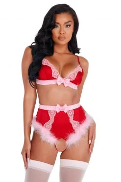 Roma Costume Lace And Satin Marabou Bra Set -Garter Lingerie Shop unnamed file 4047