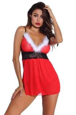 3WISHES Mrs. Claus Babydoll -Garter Lingerie Shop unnamed file 4253