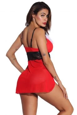 3WISHES Mrs. Claus Babydoll -Garter Lingerie Shop unnamed file 4255