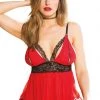 Shirley Of Hollywood Red Split Cup Mesh Babydoll & Panty -Garter Lingerie Shop unnamed file 4330