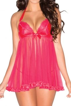 Be Wicked Rose Pink Flutter Babydoll Set -Garter Lingerie Shop unnamed file 4346