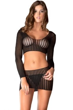 René Rofé Crochet Net Top And Skirt -Garter Lingerie Shop unnamed file 438