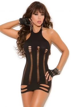 Elegant Moments Black Seamless Pothole Chemise -Garter Lingerie Shop unnamed file 447