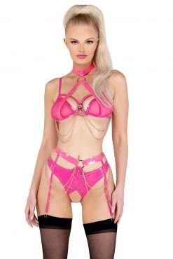 Vinyl And Chains Harness Bra And Crotchless Panty -Garter Lingerie Shop unnamed file 55