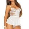 Elegant Moments Embroidered Mesh Babydoll